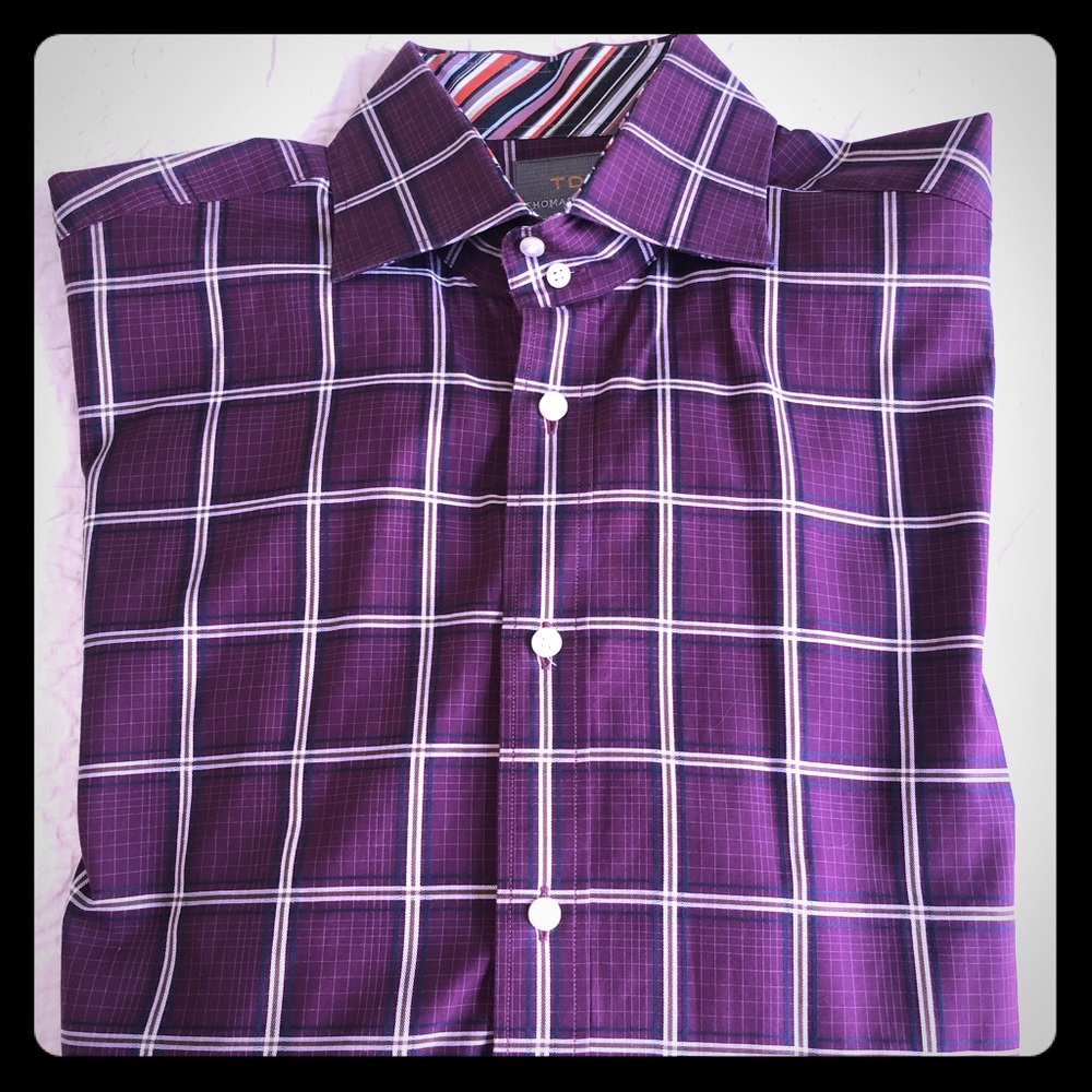 Thomas Dean dress shirt size M purple with cuffs